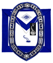 MASONIC BLUE LODGE OFFICER JUNIOR STEWARD APRON SILVER CHAIN COLLAR AND JEWEL