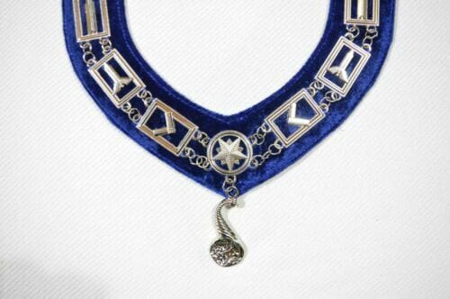 RIAZ IMPEX MASONIC REGALIA MASONIC BLUE LODGE OFFICER JUNIOR STEWARD APRON SILVER CHAIN COLLAR AND JEWEL