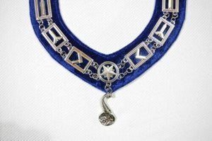 RIAZ IMPEX MASONIC REGALIA MASONIC BLUE LODGE OFFICER JUNIOR STEWARD APRON SILVER CHAIN COLLAR AND JEWEL