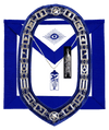 Masonic Blue Lodge Officer Junior Warden Apron, Silver Chain Collar & Jewel
