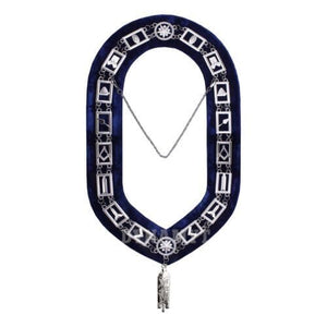 RIAZ IMPEX MASONIC REGALIA Masonic Blue Lodge Officer Junior warden Apron, Silver Chain Collar & Gloves