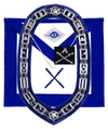 MASONIC BLUE LODGE OFFICER MARSHAL APRON SILVER CHAIN COLLAR AND JEWEL