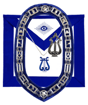 MASONIC BLUE LODGE OFFICER MUSICIAN APRON SILVER CHAIN COLLAR AND JEWEL