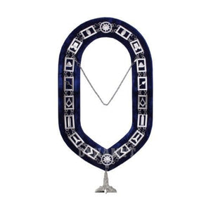 RIAZ IMPEX MASONIC REGALIA Masonic Blue Lodge Officer Senior Warden Apron, Silver Chain Collar & Gloves