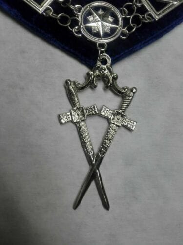 RIAZ IMPEX MASONIC REGALIA MASONIC BLUE LODGE OFFICER SENTINEL APRON SILVER CHAIN COLLAR AND JEWEL