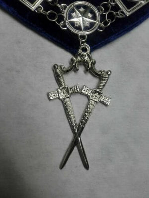 RIAZ IMPEX MASONIC REGALIA MASONIC BLUE LODGE OFFICER SENTINEL APRON SILVER CHAIN COLLAR AND JEWEL