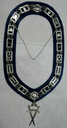 RIAZ IMPEX MASONIC REGALIA MASONIC BLUE LODGE OFFICER SENTINEL APRON SILVER CHAIN COLLAR AND JEWEL