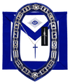 Masonic Blue Lodge Officer Tyler Apron, Silver Chain Collar & Jewel