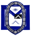 MASONIC BLUE LODGE OFFICER WORSHIPFUL MASTE APRON SILVER CHAIN COLLAR AND JEWEL