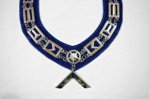 RIAZ IMPEX MASONIC REGALIA MASONIC BLUE LODGE OFFICER WORSHIPFUL MASTE APRON SILVER CHAIN COLLAR AND JEWEL