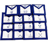 Masonic Blue Lodge Officers Apron Machine Embroidery Set of 15 Aprons