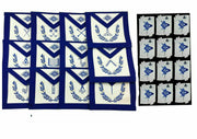 Masonic Blue Lodge Officers Apron Set of 12 with Free Cotton Gloves