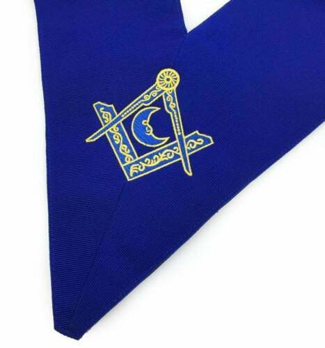 RIAZ IMPEX MASONIC REGALIA Masonic Blue Lodge Officers Collar Set of 12 Machine Embroidery Collars