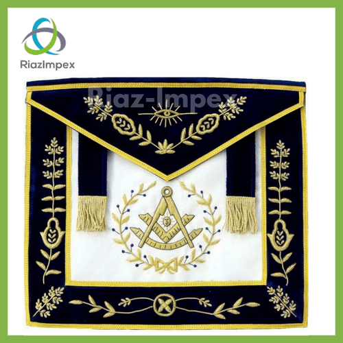 RIAZ IMPEX MASONIC REGALIA Masonic Blue Lodge Past Master Bullion Hand Embroidered Apron