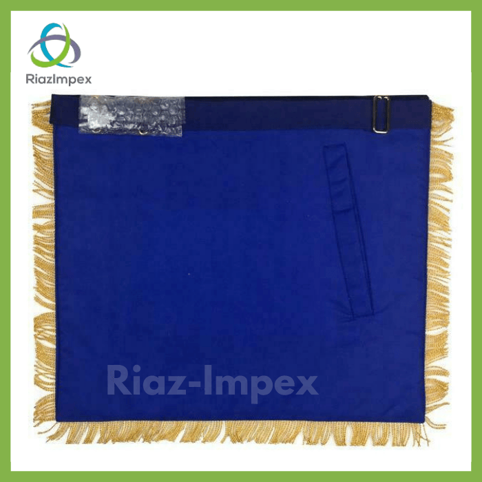 RIAZ IMPEX MASONIC REGALIA Masonic Blue Lodge Past Master Gold Handmade Embroidery Apron Blue Velvet