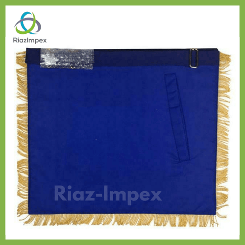 RIAZ IMPEX MASONIC REGALIA Masonic Blue Lodge Past Master Gold Handmade Embroidery Apron Blue Velvet