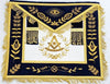 Masonic Blue Lodge Past Master Gold Handmade Embroidery Apron Blue Velvet