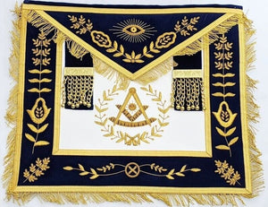 RIAZ IMPEX MASONIC REGALIA Masonic Blue Lodge Past Master Gold Handmade Embroidery Apron Blue Velvet