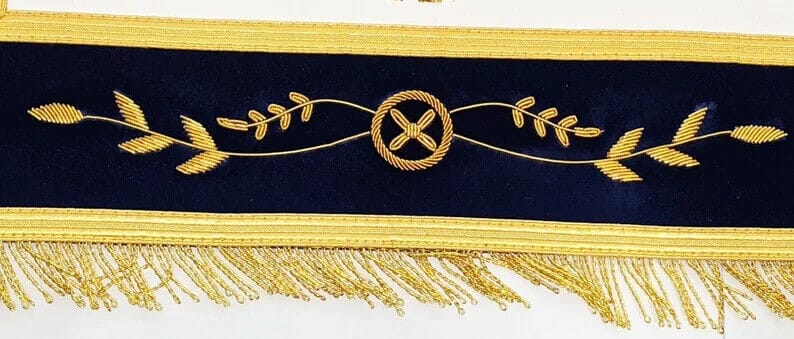 RIAZ IMPEX MASONIC REGALIA Masonic Blue Lodge Past Master Gold Handmade Embroidery Apron Blue Velvet