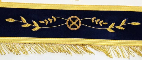 RIAZ IMPEX MASONIC REGALIA Masonic Blue Lodge Past Master Gold Handmade Embroidery Apron Blue Velvet