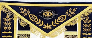 RIAZ IMPEX MASONIC REGALIA Masonic Blue Lodge Past Master Gold Handmade Embroidery Apron Blue Velvet