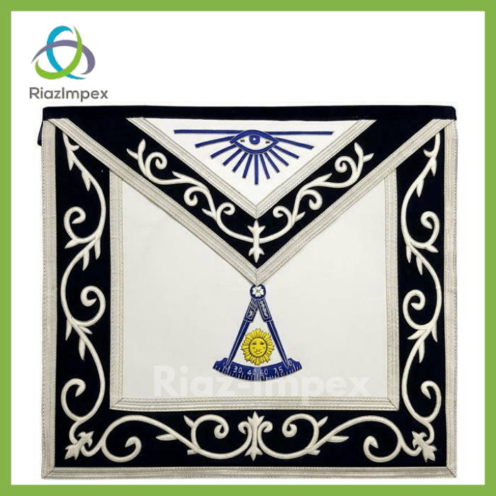 RIAZ IMPEX MASONIC REGALIA Masonic Blue Lodge Past Master Silk Threaded Apron