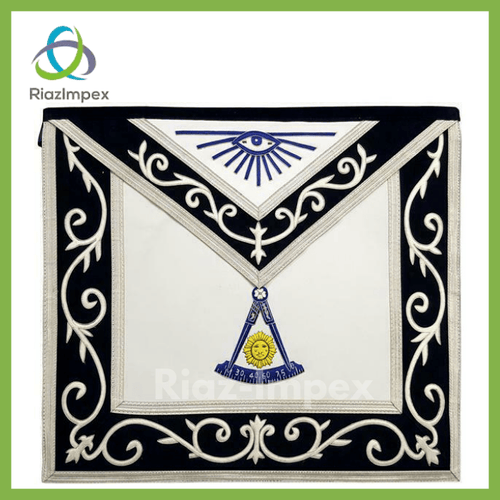 RIAZ IMPEX MASONIC REGALIA Masonic Blue Lodge Past Master Silk Threaded Apron