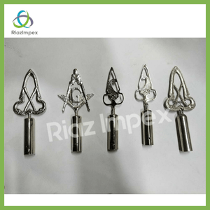 RIAZ IMPEX MASONIC REGALIA Masonic BLUE LODGE RODS & TOPS, MM , Silver Color Freemason Masonic Pole Topper