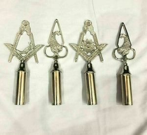 RIAZ IMPEX MASONIC REGALIA Masonic BLUE LODGE RODS & TOPS, MM , Silver Color Freemason Masonic Pole Topper