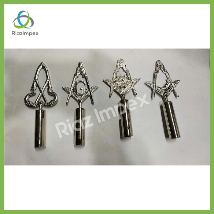 RIAZ IMPEX MASONIC REGALIA Masonic BLUE LODGE RODS & TOPS, MM , Silver Color Freemason Pole Topper