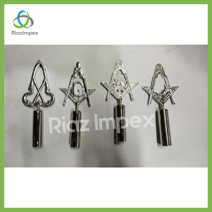 RIAZ IMPEX MASONIC REGALIA Masonic BLUE LODGE RODS & TOPS, MM , Silver Color Freemason Pole Topper