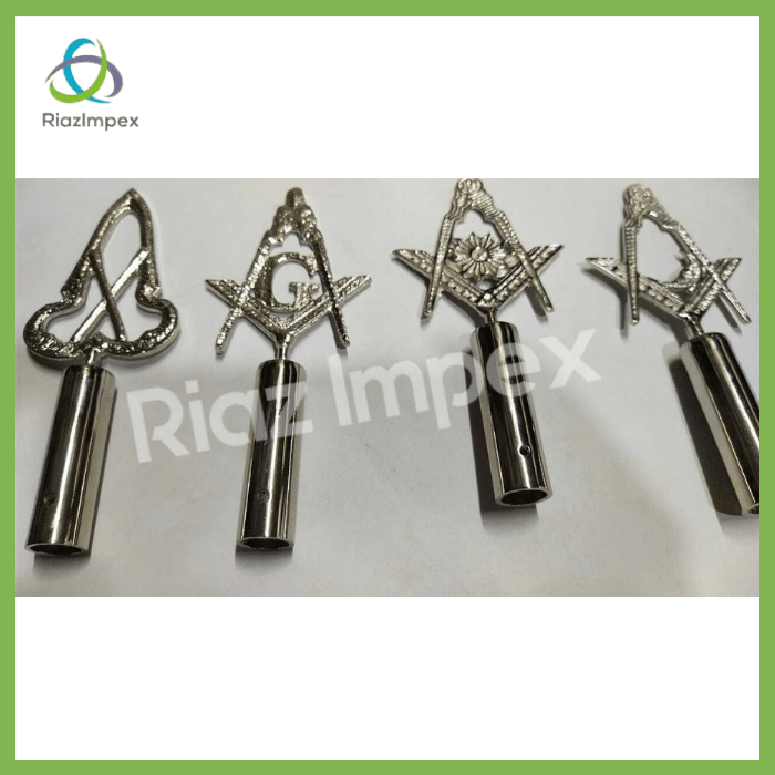 RIAZ IMPEX MASONIC REGALIA Masonic BLUE LODGE RODS & TOPS, MM , Silver Color Freemason Pole Topper