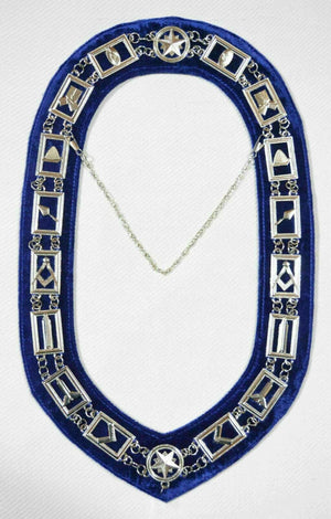 RIAZ IMPEX MASONIC REGALIA MASONIC BLUE OFFICER MASTER MASON APRON and CHAIN COLLAR, MASTER MASON APRON