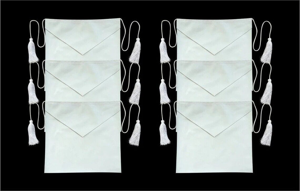 RIAZ IMPEX MASONIC REGALIA Masonic Candidate / Entered Apprentice Faux Leather Apron All White pack of 6