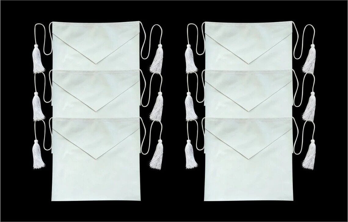 RIAZ IMPEX MASONIC REGALIA Masonic Candidate / Entered Apprentice Faux Leather Apron All White pack of 6