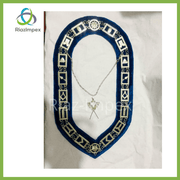 Masonic Chain Collar Blue Lodge House FREEMASON Secretary Jewel blue backing