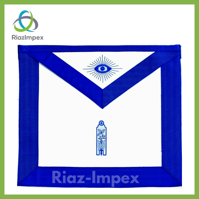 RIAZ IMPEX MASONIC REGALIA MASONIC COLLAR JUNIOR WARDEN APRON with SILVER Collar + JEWEL Best Quality