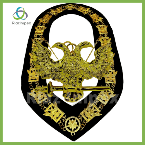 RIAZ IMPEX MASONIC REGALIA Masonic COLLAR Regalia 32 Degree WINGS UP SCOTTISH RITE