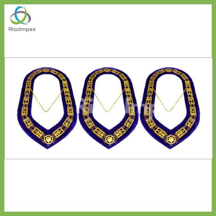 RIAZ IMPEX MASONIC REGALIA Masonic Council of Royal & Select Masters Chain Collar PURPLE Backing Lot of 3