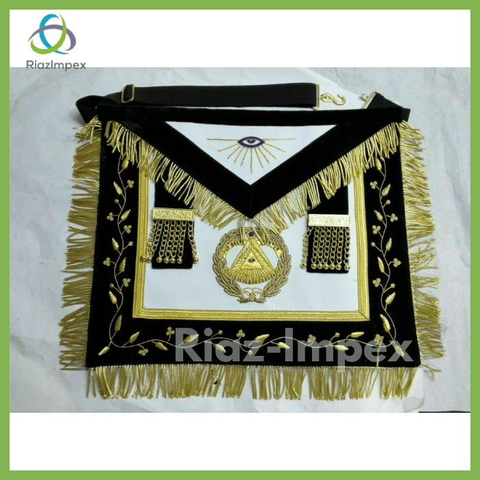 RIAZ IMPEX MASONIC REGALIA MASONIC DEPUTY GRAND MASTER APRON, CHAIN COLLAR & CUFF'S PURPLE VELVET