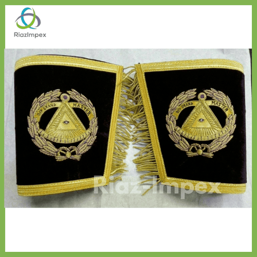 RIAZ IMPEX MASONIC REGALIA MASONIC DEPUTY GRAND MASTER APRON, CHAIN COLLAR & CUFF'S PURPLE VELVET