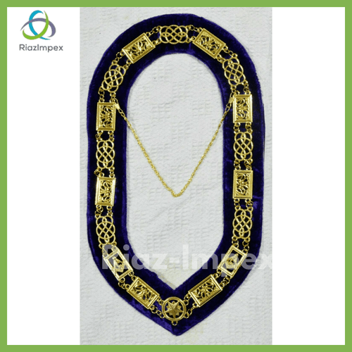 RIAZ IMPEX MASONIC REGALIA MASONIC DEPUTY GRAND MASTER APRON, CHAIN COLLAR & CUFF'S PURPLE VELVET