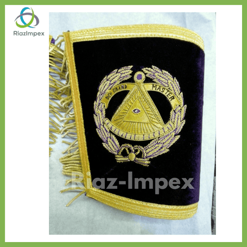 RIAZ IMPEX MASONIC REGALIA MASONIC DEPUTY GRAND MASTER APRON, CHAIN COLLAR & CUFF'S PURPLE VELVET