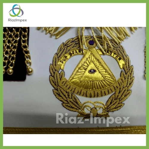 RIAZ IMPEX MASONIC REGALIA MASONIC DEPUTY GRAND MASTER APRON, CHAIN COLLAR & CUFF'S PURPLE VELVET