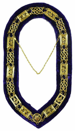 RIAZ IMPEX MASONIC REGALIA MASONIC GRAND LODGE CHAIN COLLAR PURPLE VELVET BACKING LOT OF 10