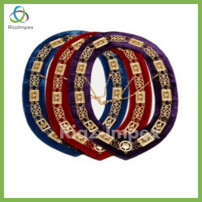 RIAZ IMPEX MASONIC REGALIA MASONIC GRAND LODGE Chain Collars Set Of 3 Purple - Blue - Red