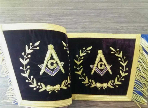 RIAZ IMPEX MASONIC REGALIA MASONIC GRAND LODGE MASTER MASON APRON, CUFFS PAIR AND CHAIN COLLAR