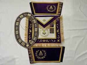 RIAZ IMPEX MASONIC REGALIA MASONIC GRAND LODGE Master Mason Apron, Cuffs with Chain Collar Purple