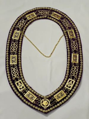 RIAZ IMPEX MASONIC REGALIA MASONIC GRAND LODGE Master Mason Apron, Cuffs with Chain Collar Purple