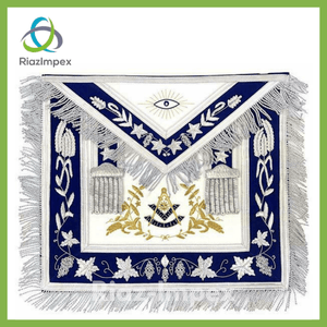 RIAZ IMPEX MASONIC REGALIA Masonic Grand Lodge Past Master Apron Gold & Silver Hand Embroidery Apron